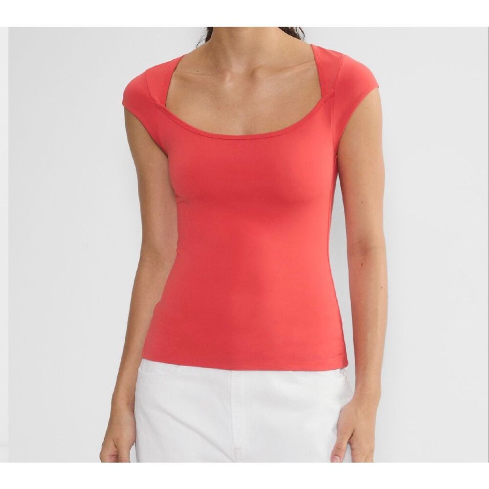 Aritzia Original Contour Stellar Cap Sleeve Top cherry red womens M NEW